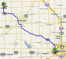 Map to Sterling from Wichita